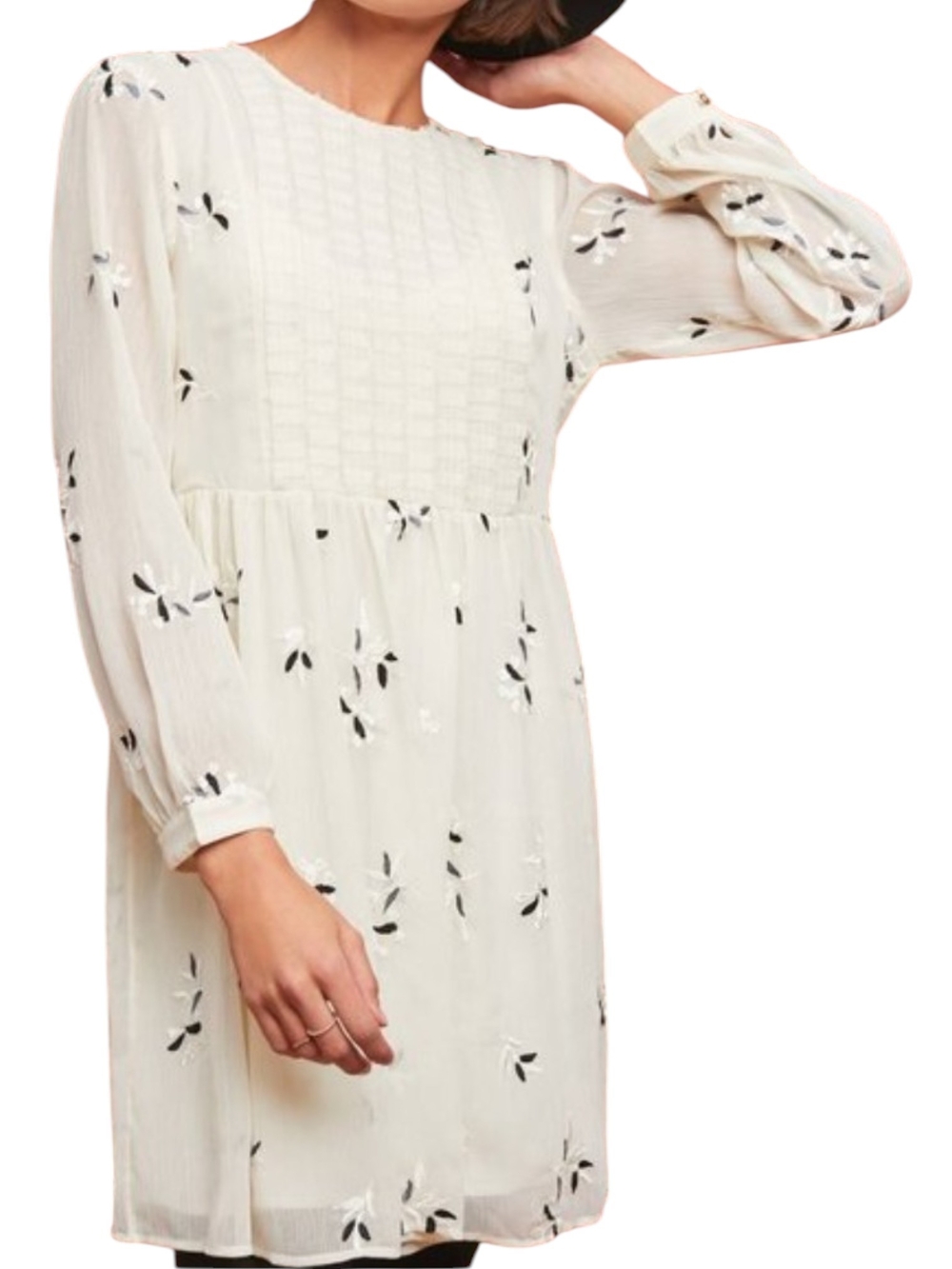 Anthropologie Feather Bone Feuille Embroidered Tunic Dress